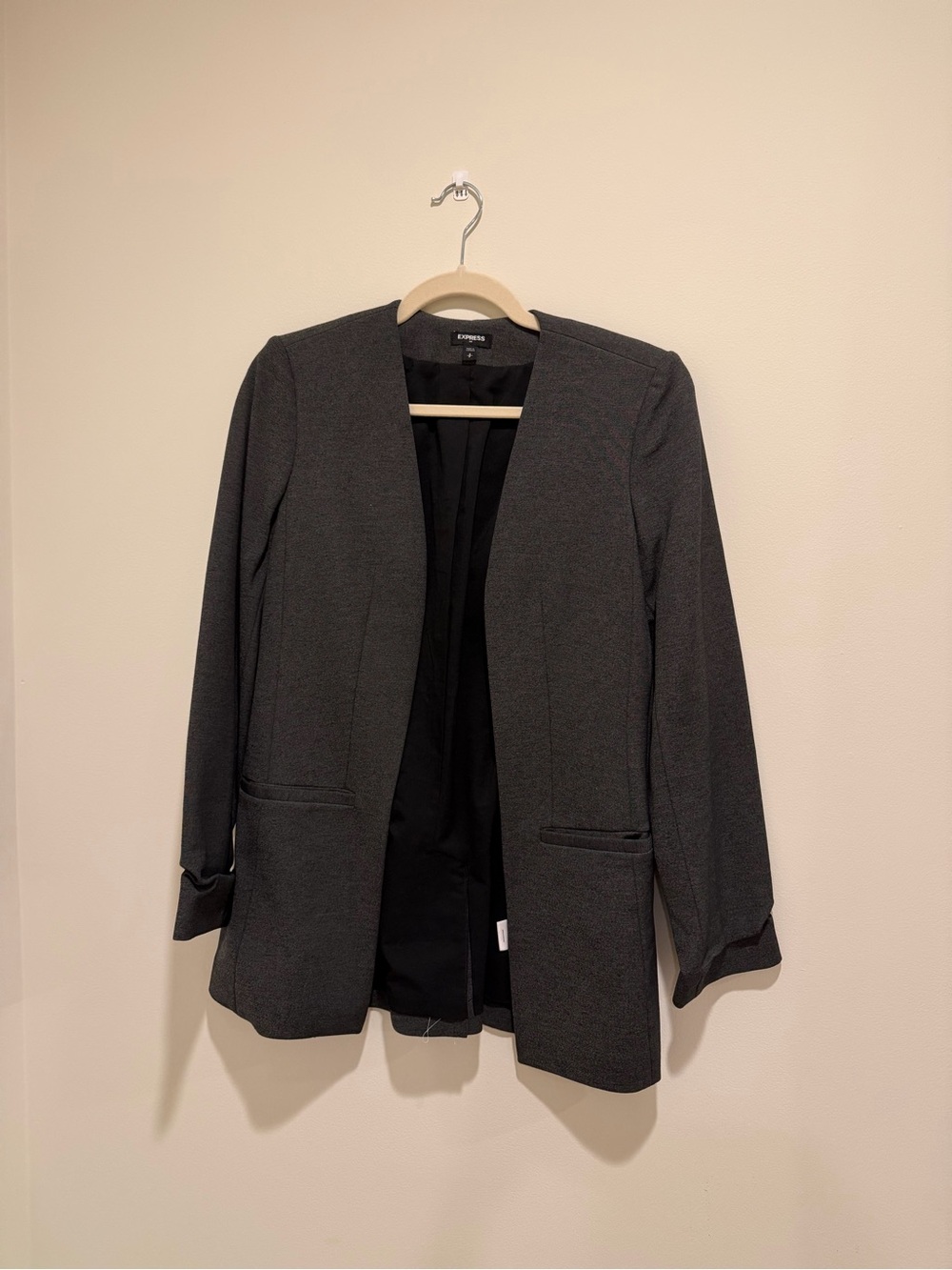 Express Women's Charcoal grey Open-Front Blazer
